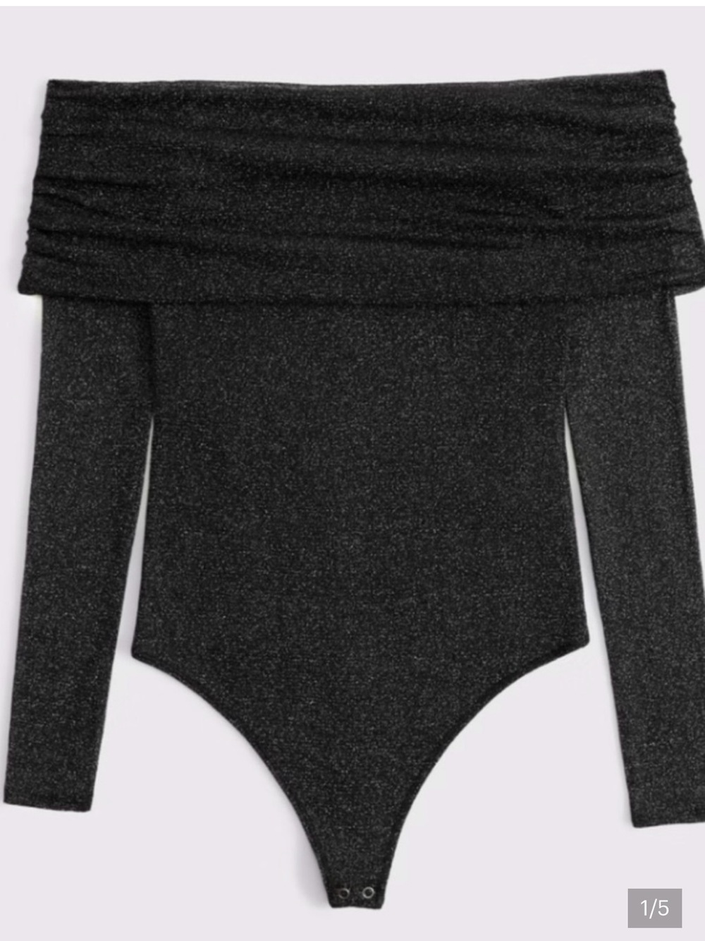 Abercrombie & Fitch Black Sparkly Long-Sleeve One-Piece Bodysuit